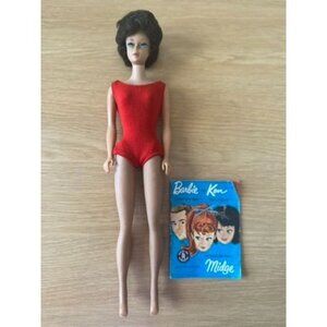 VTG Midge 1962 Brown Bubble Hair Blue Eyes Side Eye Original Red Swimsuit